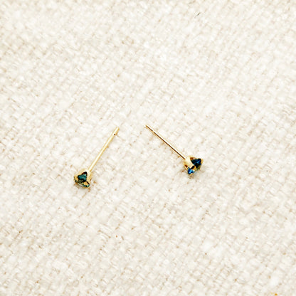 Gold Blue Topaz Stud Earrings, 10K Yellow Gold Blue Topaz 3x3mm , Small Stud Earrings, December Birthstone Jewelry, Minimalist Gold Earrings