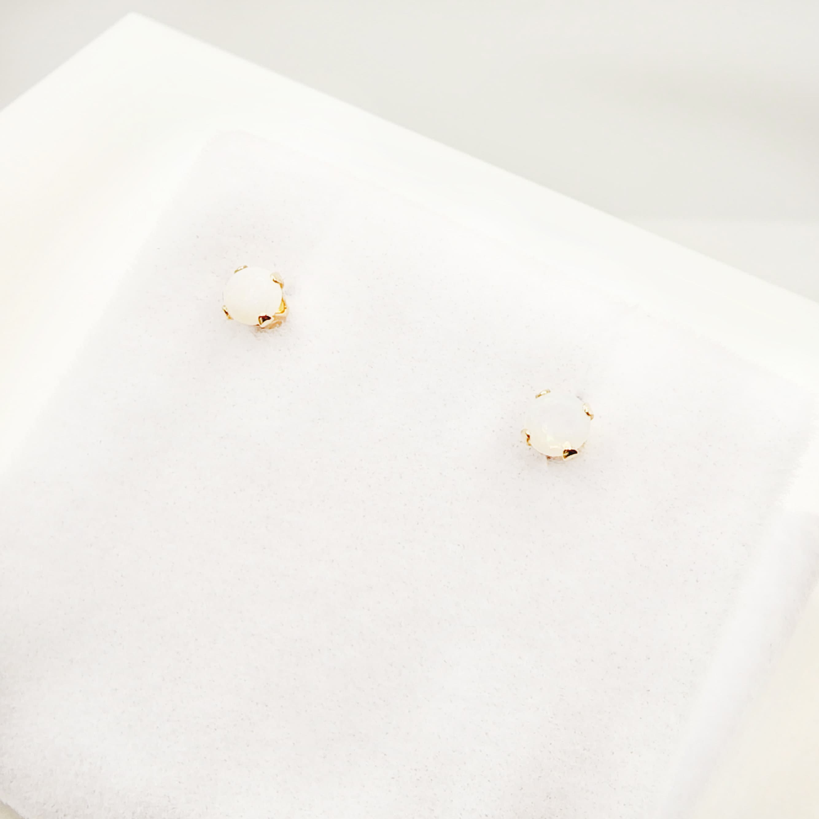 Gold Opal Stud Earrings, 14K Yellow Gold Opal 3x3mm Stud Earrings, October Birthstone, Opal Earrings,  Handmade Earrings