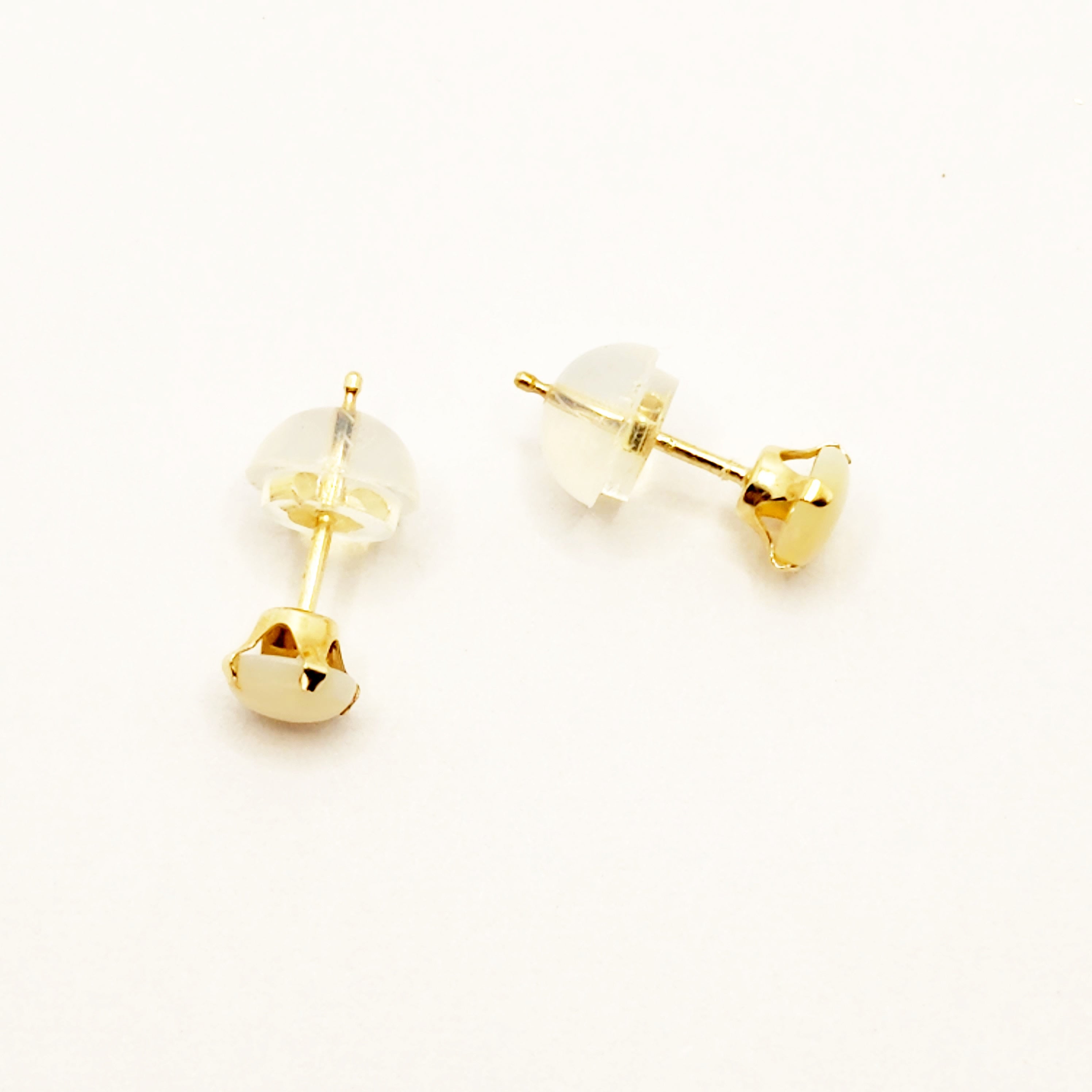 Gold Opal Stud Earrings, 10K Yellow Gold Opal 4mm Stud Earrings, October Birthstone, Opal Earrings,  Handmade Earrings