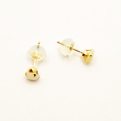 Gold Opal Stud Earrings, 10K Yellow Gold Opal 4mm Stud Earrings, October Birthstone, Opal Earrings,  Handmade Earrings