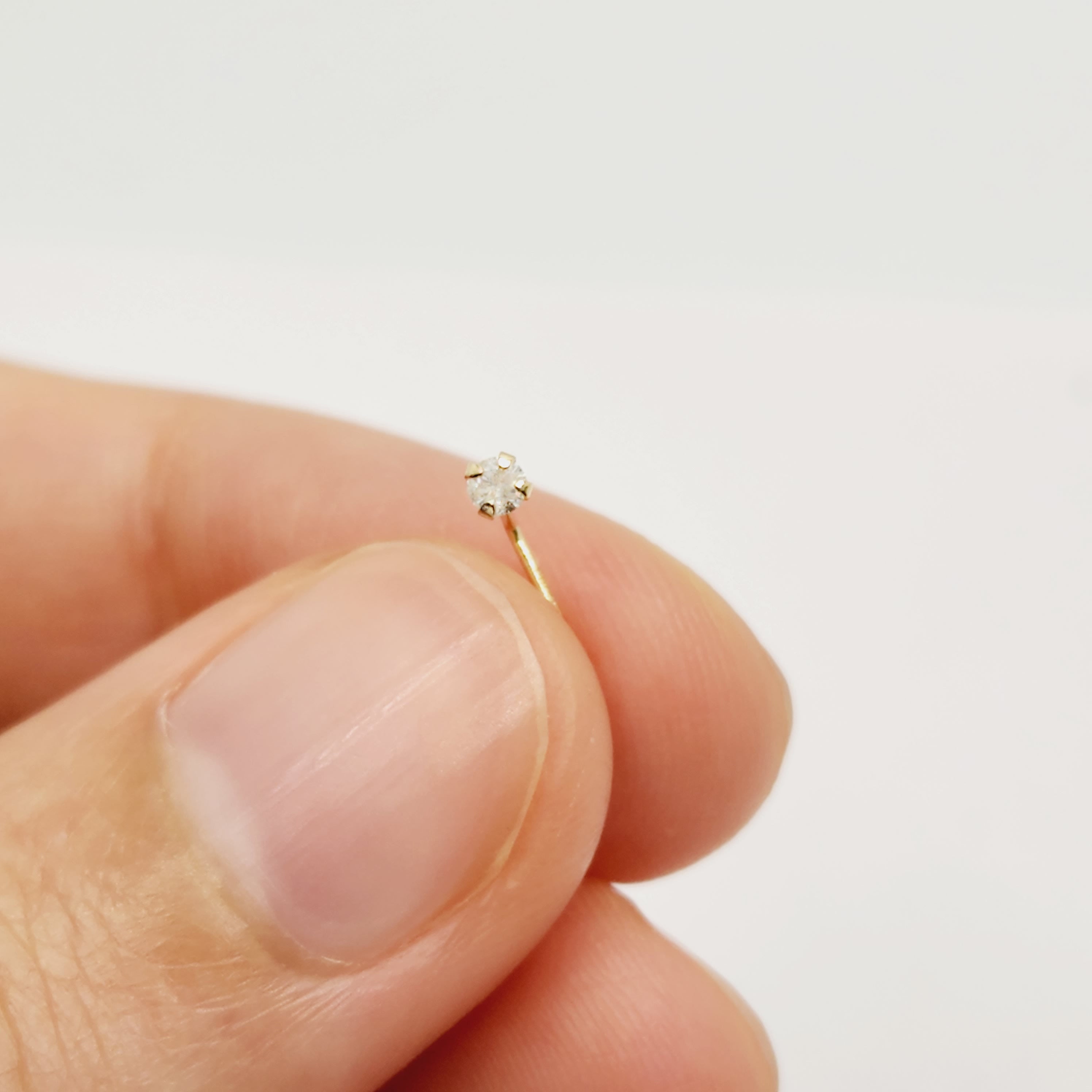 14K Yellow Gold Nose Stud with Diamond, Natural Diamond Nose Pin, Gold Nose Piercing, Gold Nose Stud Perfect Birthday Gift