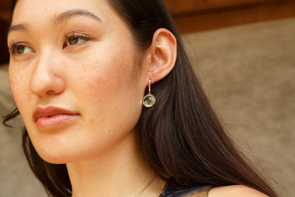 Gold Green Amethyst Earrings | 10K Yellow Gold Green Amethyst 12ct Earrings