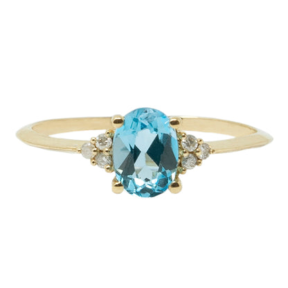 Gemstone Rings Engagement, 10K Gold Ring Set With 7x5mm Oval Genuine Gemstone and Diamonds, Statement Ring, Wedding Ring, Birthstone Ring