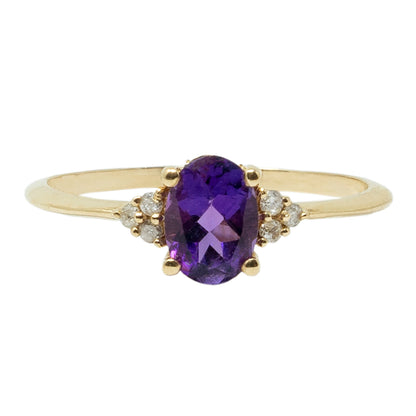 Gemstone Rings Engagement, 10K Gold Ring Set With 7x5mm Oval Genuine Gemstone and Diamonds, Statement Ring, Wedding Ring, Birthstone Ring