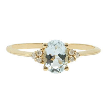 Gemstone Rings Engagement, 10K Gold Ring Set With 7x5mm Oval Genuine Gemstone and Diamonds, Statement Ring, Wedding Ring, Birthstone Ring