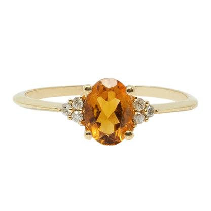 Gemstone Rings Engagement, 10K Gold Ring Set With 7x5mm Oval Genuine Gemstone and Diamonds, Statement Ring, Wedding Ring, Birthstone Ring