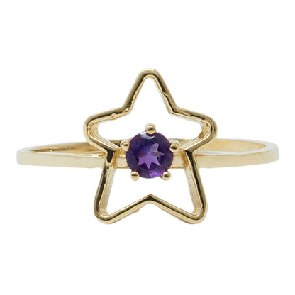 10K Yellow Gold Star Baby Ring, Genuine Gemstone 3mm Toddler Girl Jewellery Gift, Baby Ring, Kids Fine Jewellery