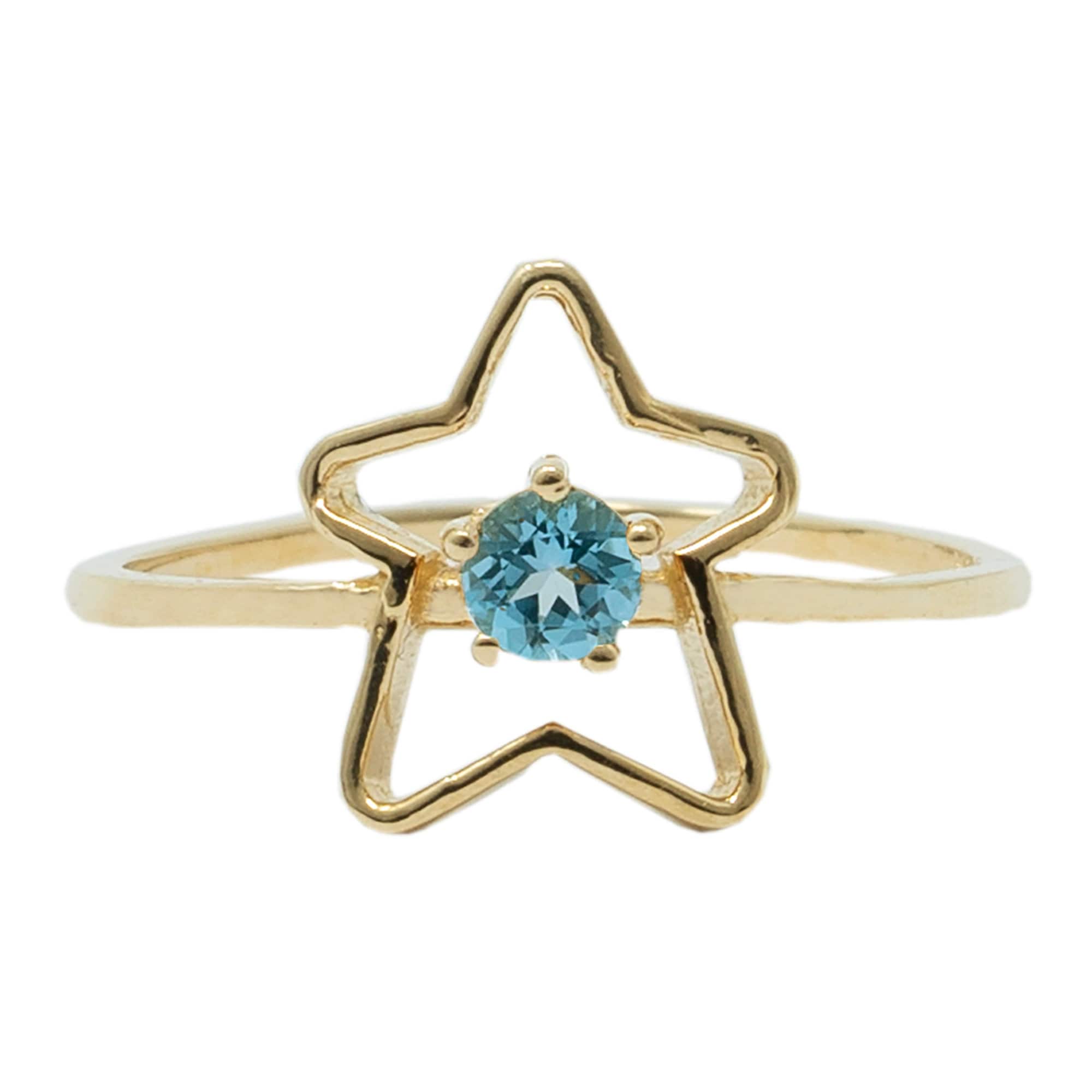 10K Yellow Gold Star Baby Ring, Genuine Gemstone Toddler Jewelry