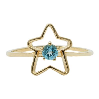 10K Yellow Gold Star Baby Ring, Genuine Gemstone Toddler Jewelry