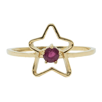 10K Yellow Gold Star Baby Ring, Genuine Gemstone 3mm Toddler Girl Jewellery Gift, Baby Ring, Kids Fine Jewellery