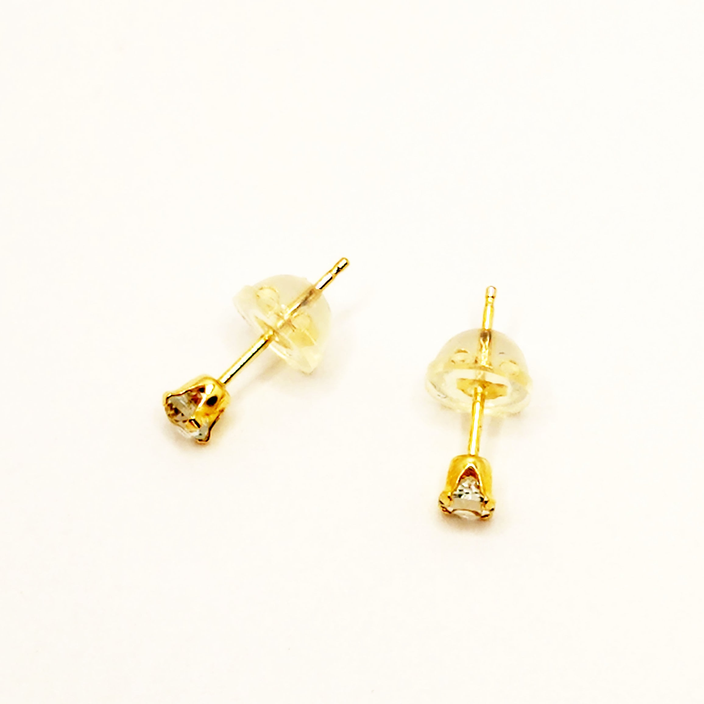 Gold Aquamarine Earrings, 10K Yellow Gold Aquamarine 3x3mm Stud Earrings