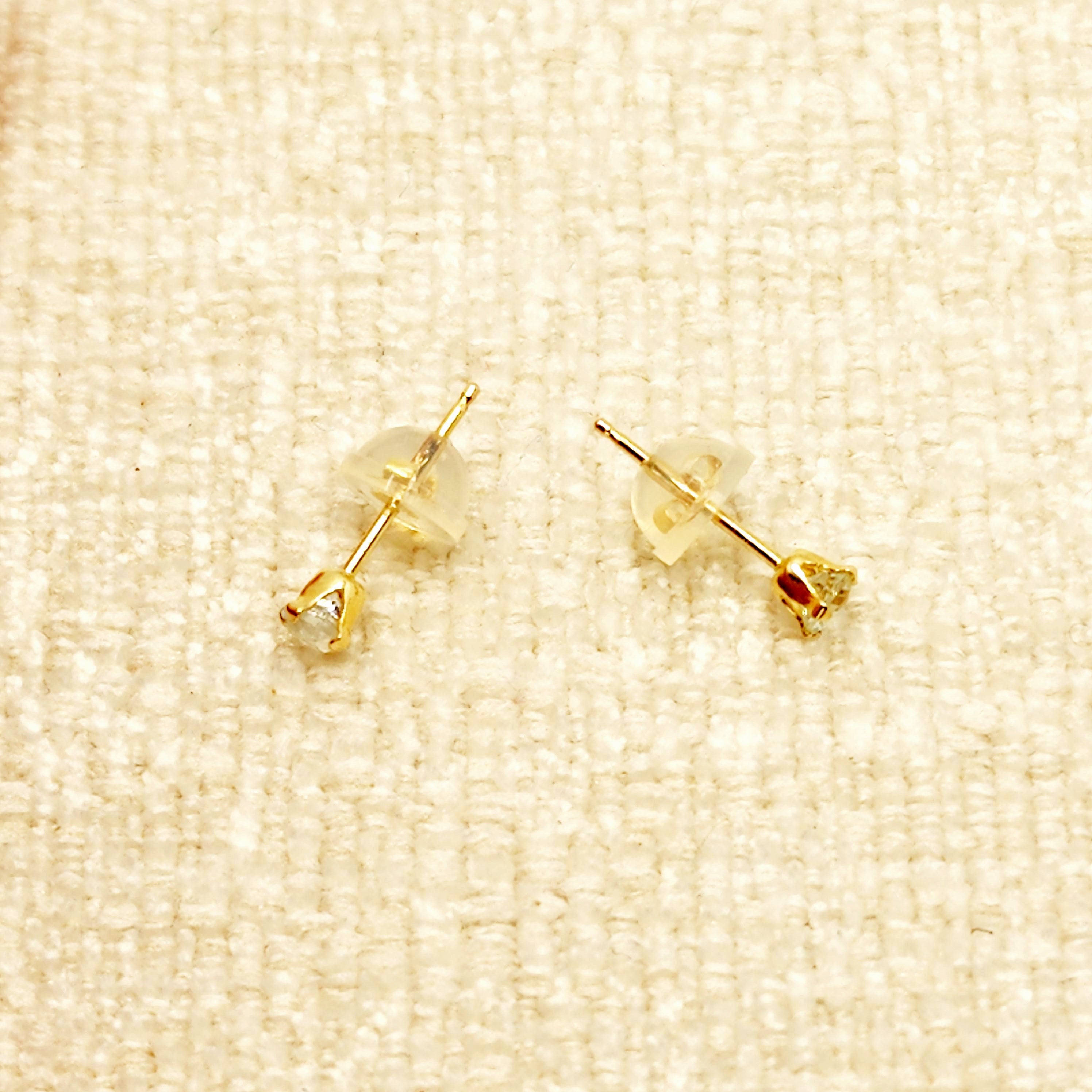 Gold Aquamarine Earrings, 10K Yellow Gold Aquamarine 3x3mm Stud Earrings