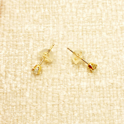 Gold Aquamarine Earrings, 10K Yellow Gold Aquamarine 3x3mm Stud Earrings