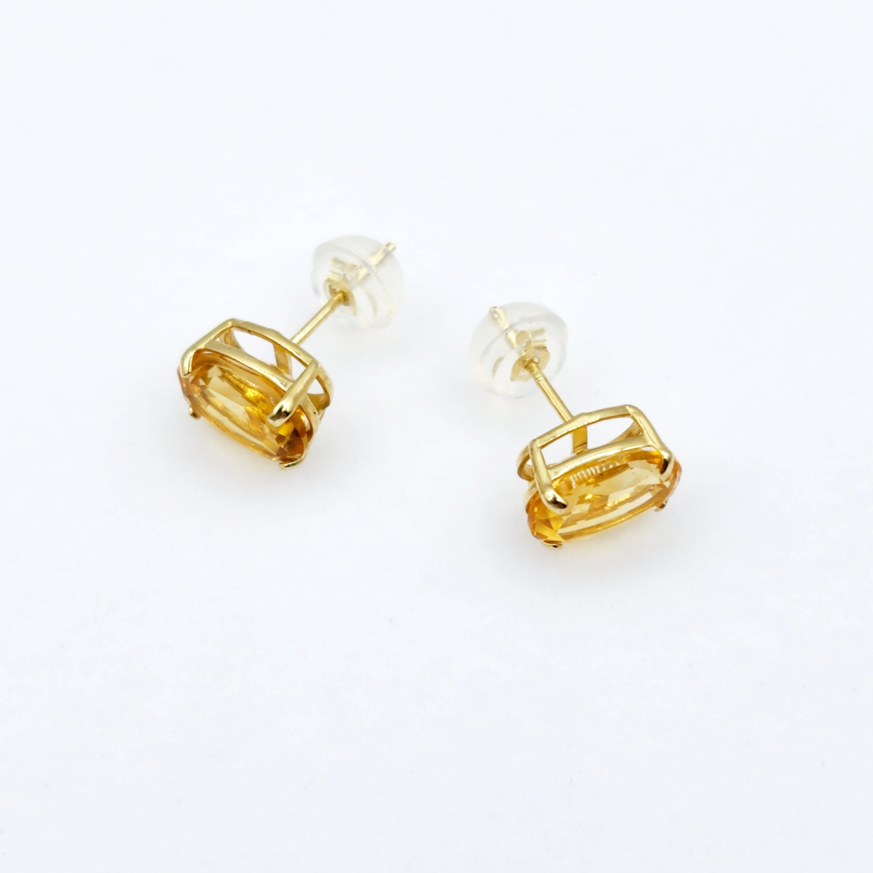 Gold Citrine Stud Earrings, 10K Yellow Gold Genuine Citrine 8x6mm Earrings, November Birthstone, Citrine Jewelry