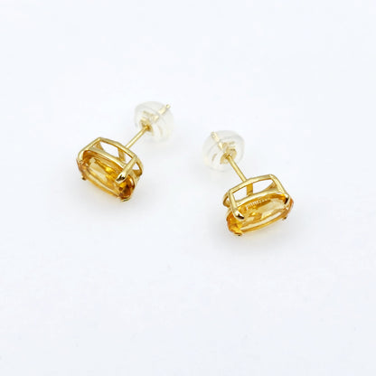 Gold Citrine Stud Earrings, 10K Yellow Gold Genuine Citrine 8x6mm Earrings, November Birthstone, Citrine Jewelry