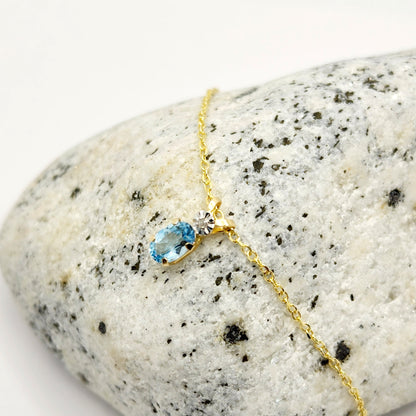 Blue Topaz Pendant Necklace, 10K Yellow Gold Blue Topaz 6x4mm Pendant,  Blue Topaz Gemstone, Handmade Pendant, Pendant For Women