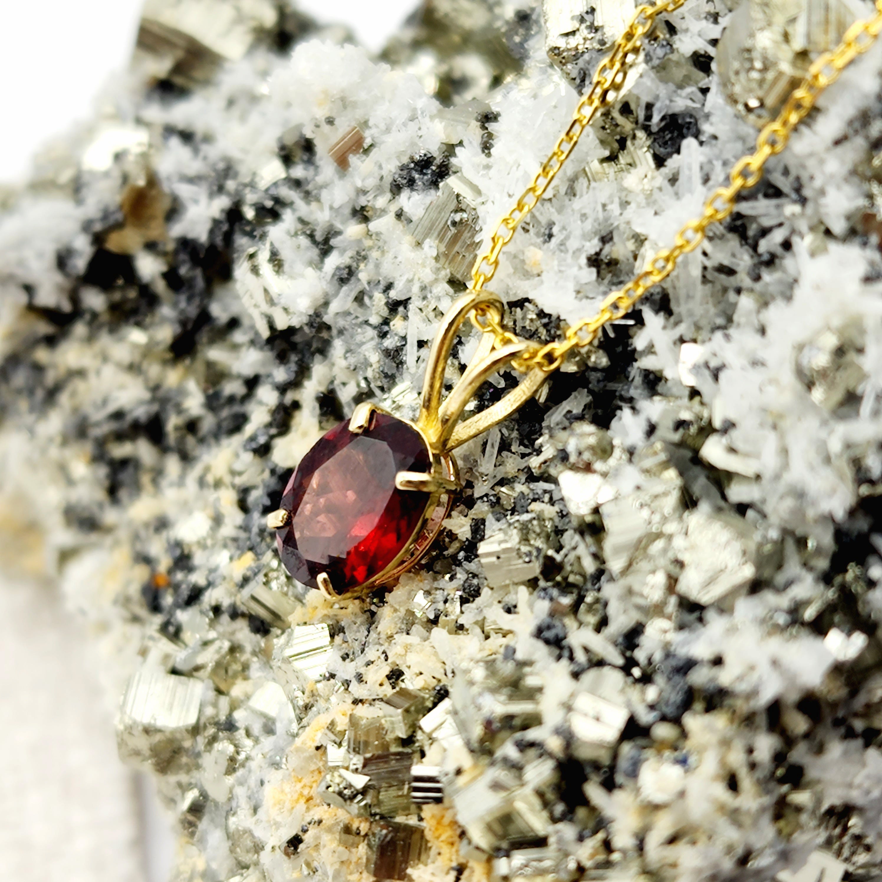 Gold Garnet Pendant Necklace, 10K Yellow Gold Garnet 8x6mm Pendant, January Birthstone, Birthstone Necklace, Necklace For Her
