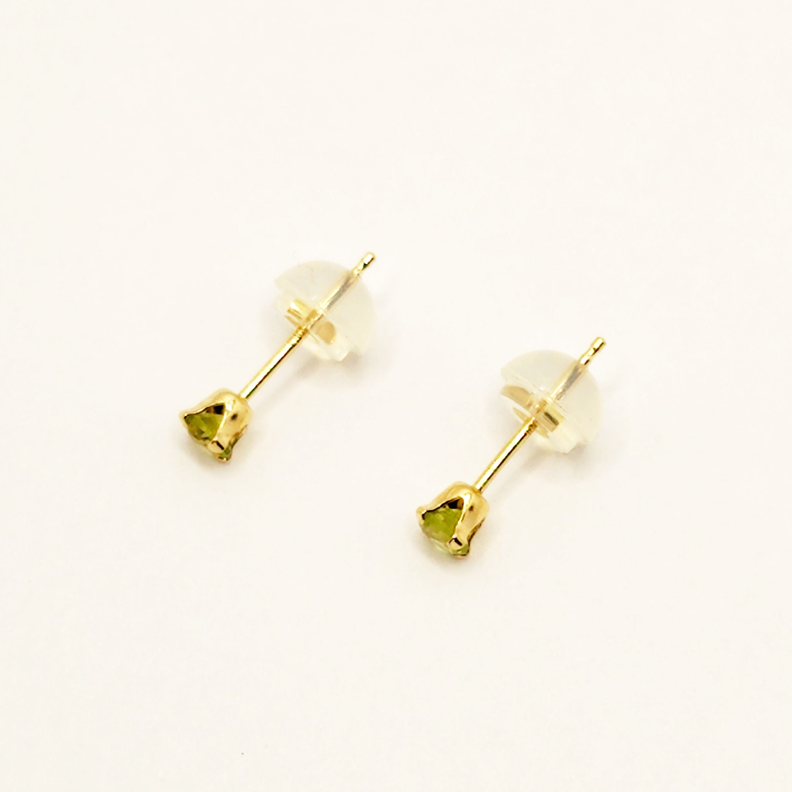 Gold Peridot Stud Earrings, 10K Yellow Gold Peridot Stud 3x3mm Earrings, August Birthstone, Birthday Gift, Gift For Her