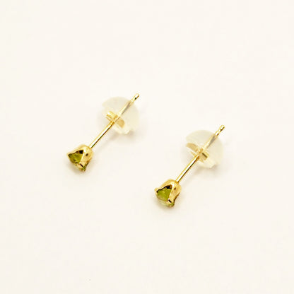 Gold Peridot Stud Earrings, 10K Yellow Gold Peridot Stud 3x3mm Earrings, August Birthstone, Birthday Gift, Gift For Her