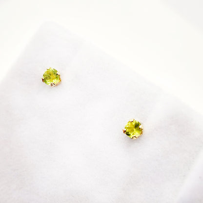 Gold Peridot Stud Earrings, 10K Yellow Gold Peridot Stud 3x3mm Earrings, August Birthstone, Birthday Gift, Gift For Her