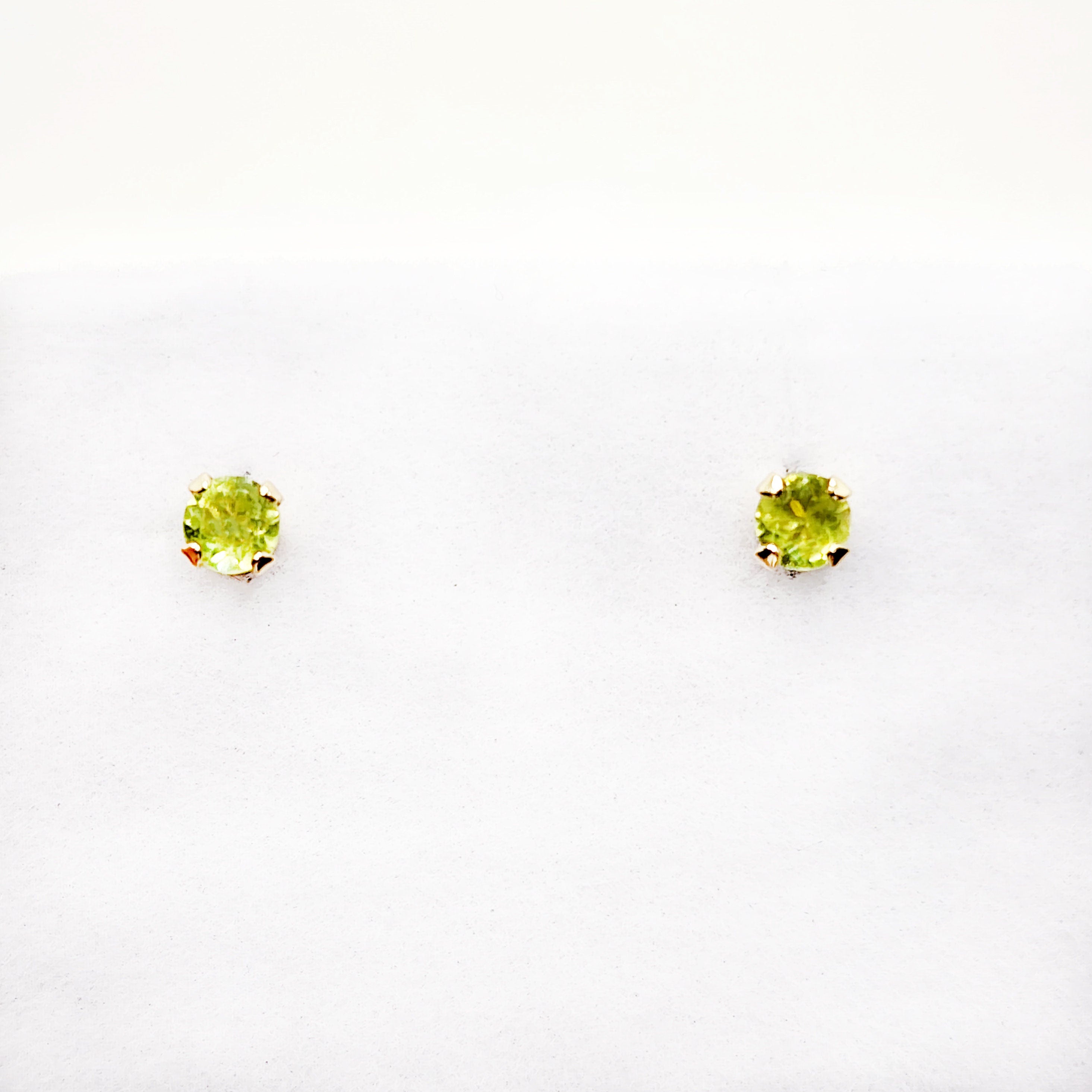 Gold Peridot Stud Earrings, 10K Yellow Gold Peridot Stud 3x3mm Earrings, August Birthstone, Birthday Gift, Gift For Her