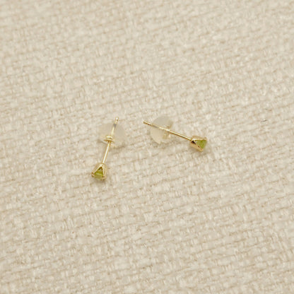 Gold Peridot Stud Earrings, 10K Yellow Gold Peridot Stud 3x3mm Earrings, August Birthstone, Birthday Gift, Gift For Her
