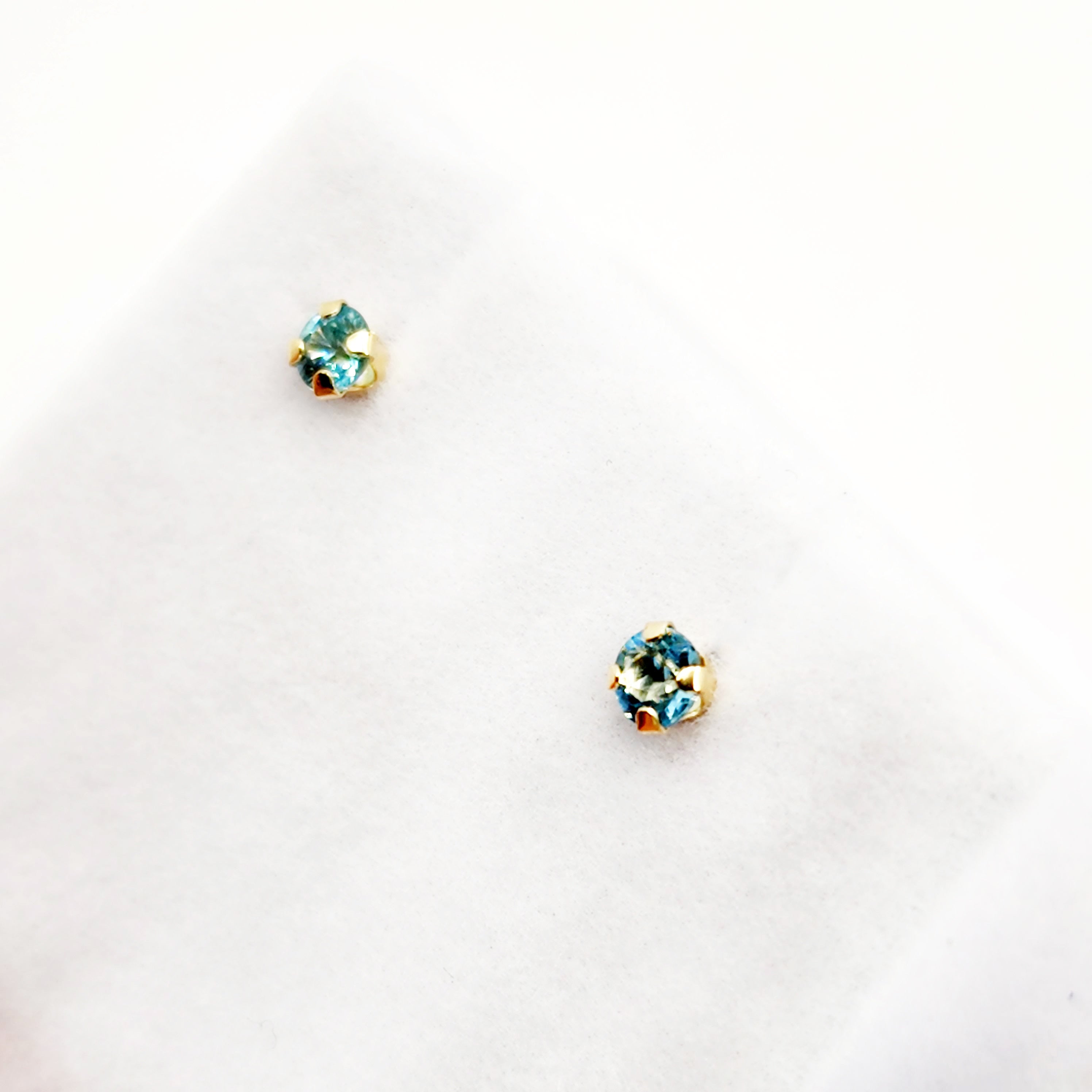 Gold Blue Topaz Stud Earrings, 10K Yellow Gold Blue Topaz 3x3mm , Small Stud Earrings, December Birthstone Jewelry, Minimalist Gold Earrings