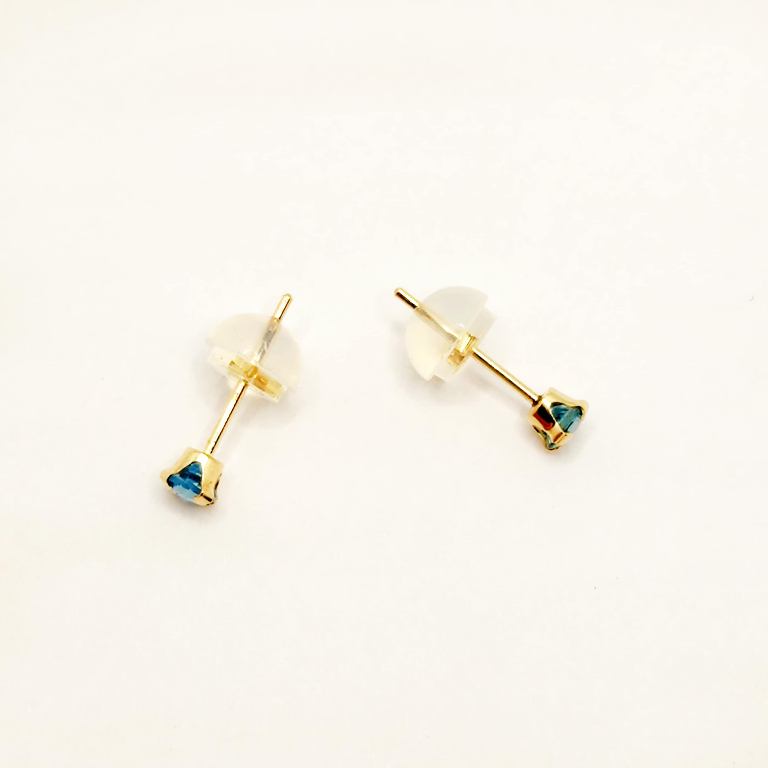 Gold Blue Topaz Stud Earrings, 10K Yellow Gold Blue Topaz 3x3mm , Small Stud Earrings, December Birthstone Jewelry, Minimalist Gold Earrings