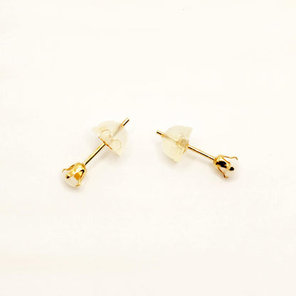 Gold Opal Stud Earrings, 10K Yellow Gold Opal 3x3mm Stud Earrings, October Birthstone, Opal Earrings,  Handmade Earrings