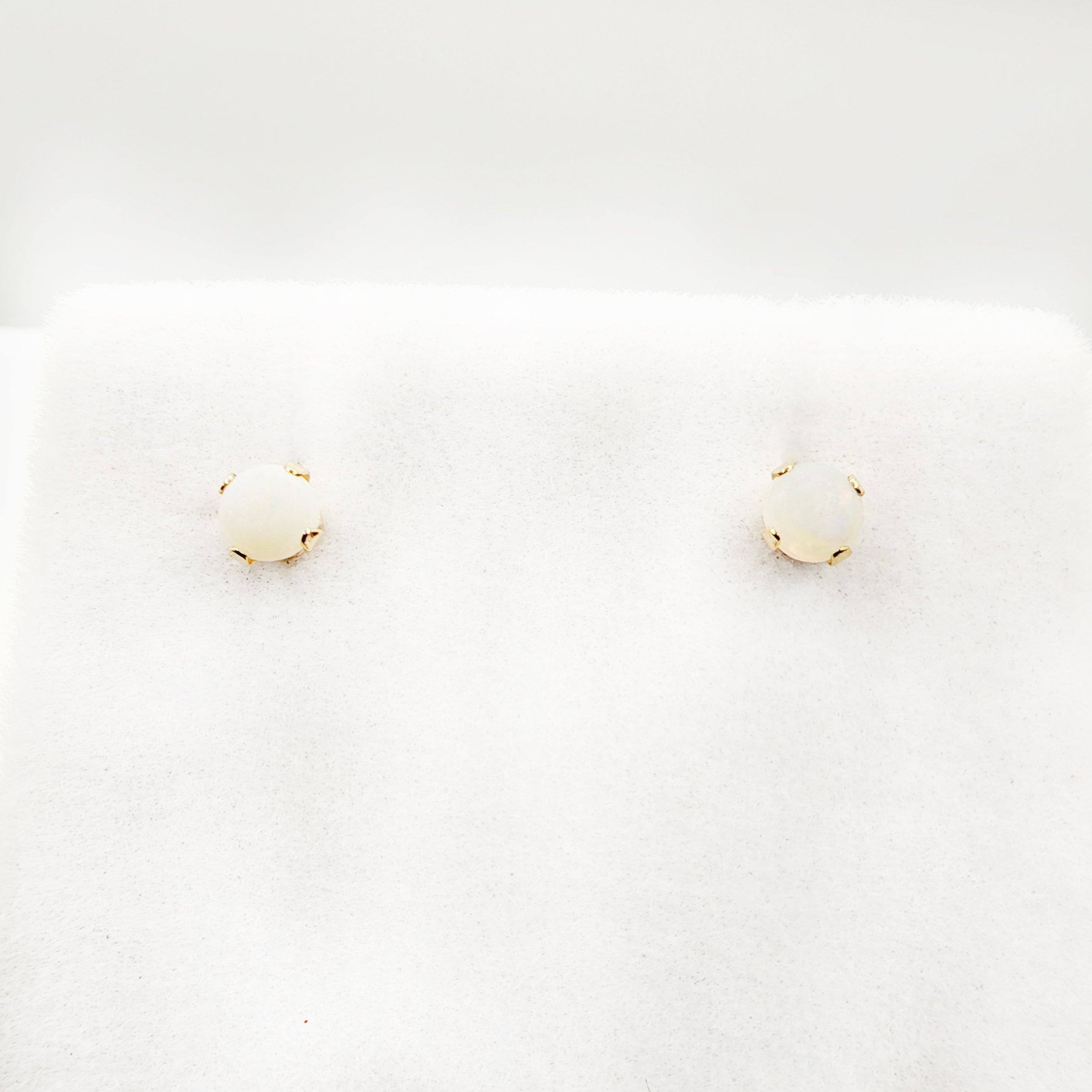 Gold Opal Stud Earrings, 10K Yellow Gold Opal 3x3mm Stud Earrings, October Birthstone, Opal Earrings,  Handmade Earrings