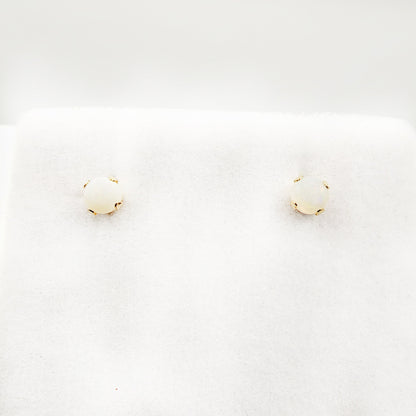 14K Gold Opal Stud Earrings, October Birthstone, Handmade 3x3mm
