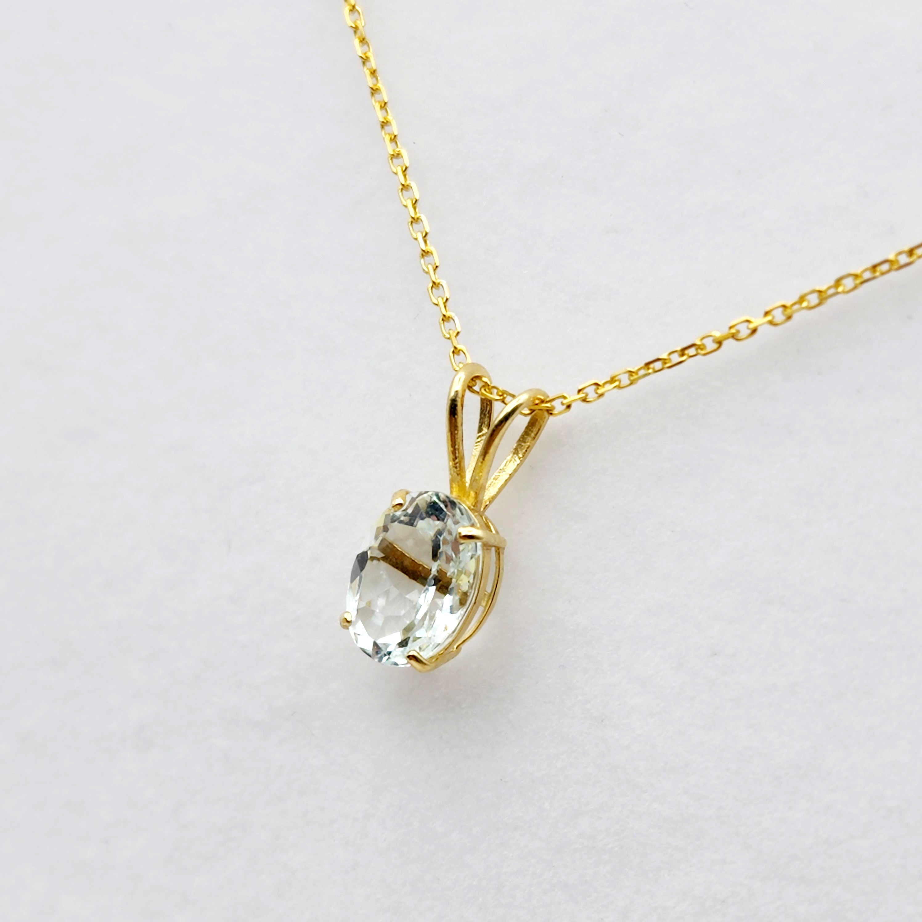 Gold Aquamarine Pendant Necklace, 10K Yellow Gold Aquamarine 8x6mm Pendant, March Birthstone, Birthstone Necklace, Necklace For Her