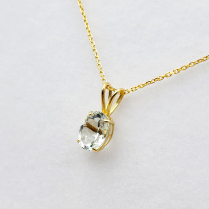 Gold Aquamarine Pendant Necklace, 10K Yellow Gold Aquamarine 8x6mm Pendant, March Birthstone, Birthstone Necklace, Necklace For Her