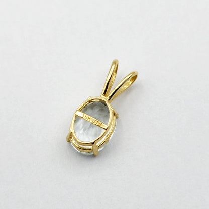 Gold Aquamarine Pendant Necklace, 10K Yellow Gold Aquamarine 8x6mm Pendant, March Birthstone, Birthstone Necklace, Necklace For Her