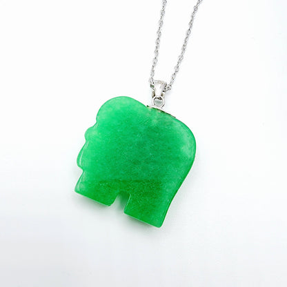 Sterling Silver Dyed Jade Elephant Necklace, Animal Pendant , Natural Jade Elephant Necklace, Elephant Jewelry