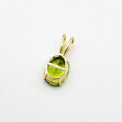 Gold Peridot Pendant Necklace, 10K Yellow Gold Peridot 8x6mm Pendant, Birthstone Necklace For Women, Gift For Her