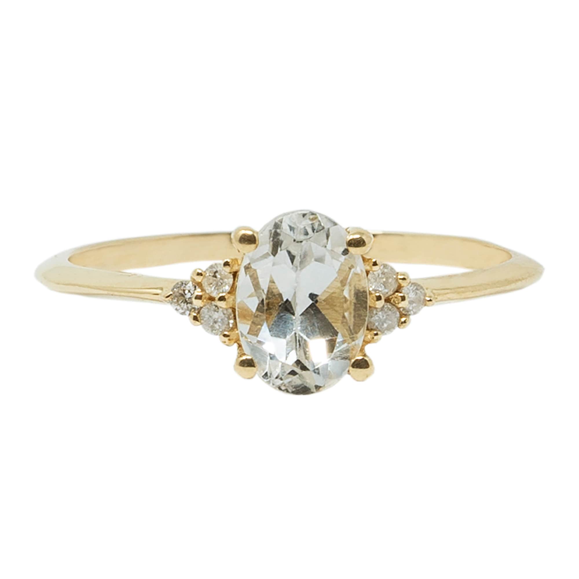 Gemstone Rings Engagement, 10K Gold Ring Set With 7x5mm Oval Genuine Gemstone and Diamonds, Statement Ring, Wedding Ring, Birthstone Ring