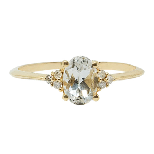 Gemstone Rings Engagement, 10K Gold Ring Set With 7x5mm Oval Genuine Gemstone and Diamonds, Statement Ring, Wedding Ring, Birthstone Ring