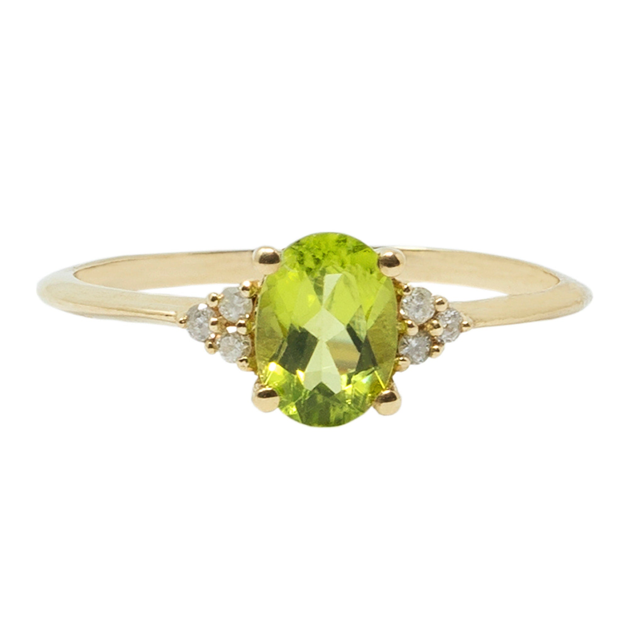 Gemstone Rings Engagement, 10K Gold Ring Set With 7x5mm Oval Genuine Gemstone and Diamonds, Statement Ring, Wedding Ring, Birthstone Ring