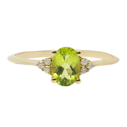 Gemstone Rings Engagement, 10K Gold Ring Set With 7x5mm Oval Genuine Gemstone and Diamonds, Statement Ring, Wedding Ring, Birthstone Ring