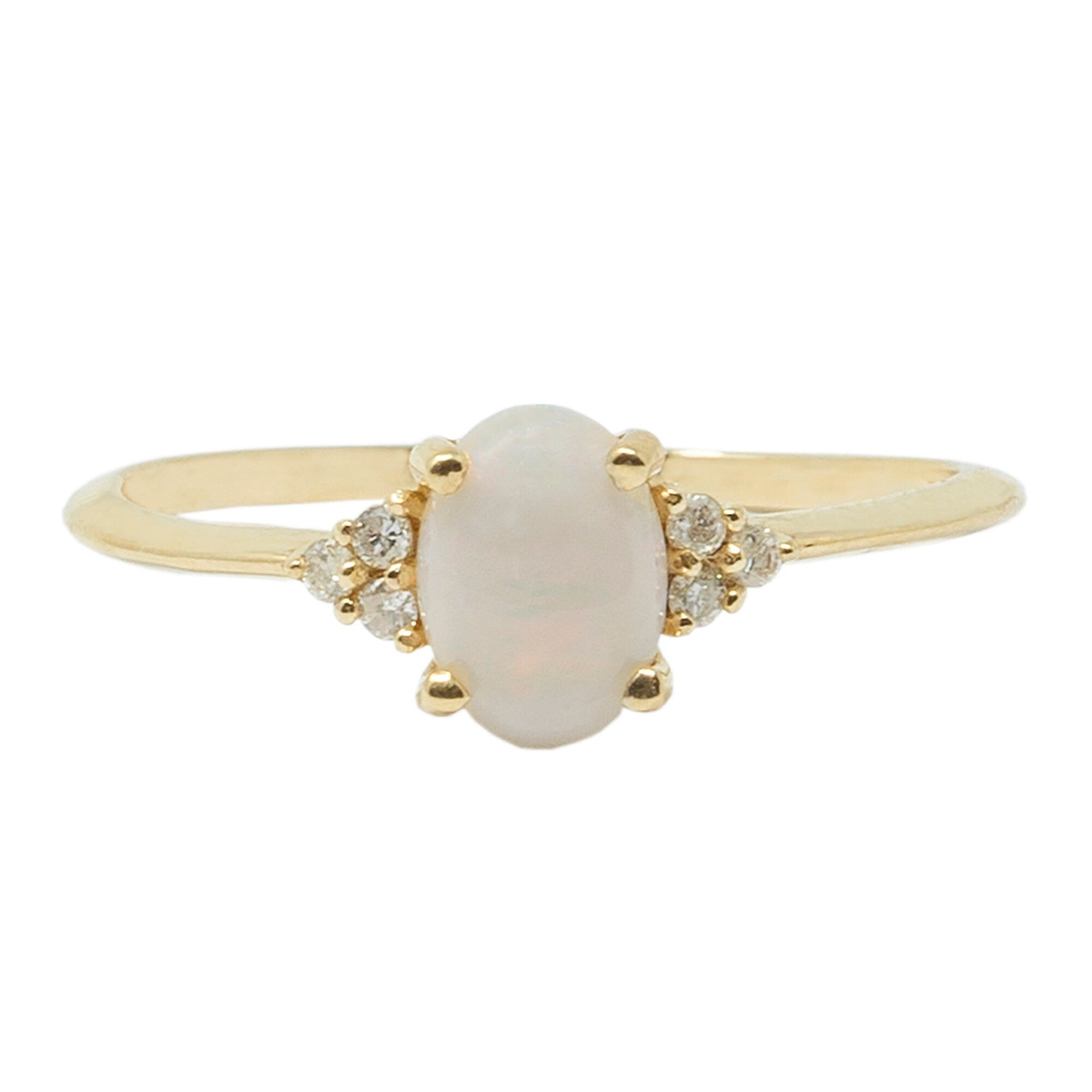 Gemstone Rings Engagement, 10K Gold Ring Set With 7x5mm Oval Genuine Gemstone and Diamonds, Statement Ring, Wedding Ring, Birthstone Ring