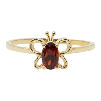 10K Yellow Gold Butterfly Baby Ring With 5x3mm Oval Genuine Gemstone, Ring For Baby, Gift For Baby, Kids Gemstone Ring, Child Gold Ring