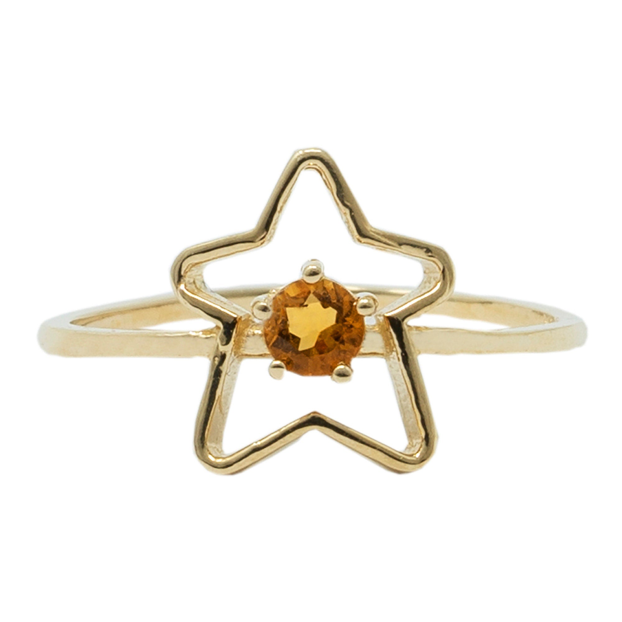10K Yellow Gold Star Baby Ring, Genuine Gemstone 3mm Toddler Girl Jewellery Gift, Baby Ring, Kids Fine Jewellery