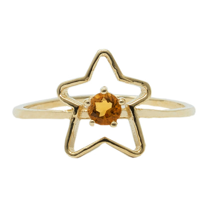 10K Yellow Gold Star Baby Ring, Genuine Gemstone 3mm Toddler Girl Jewellery Gift, Baby Ring, Kids Fine Jewellery