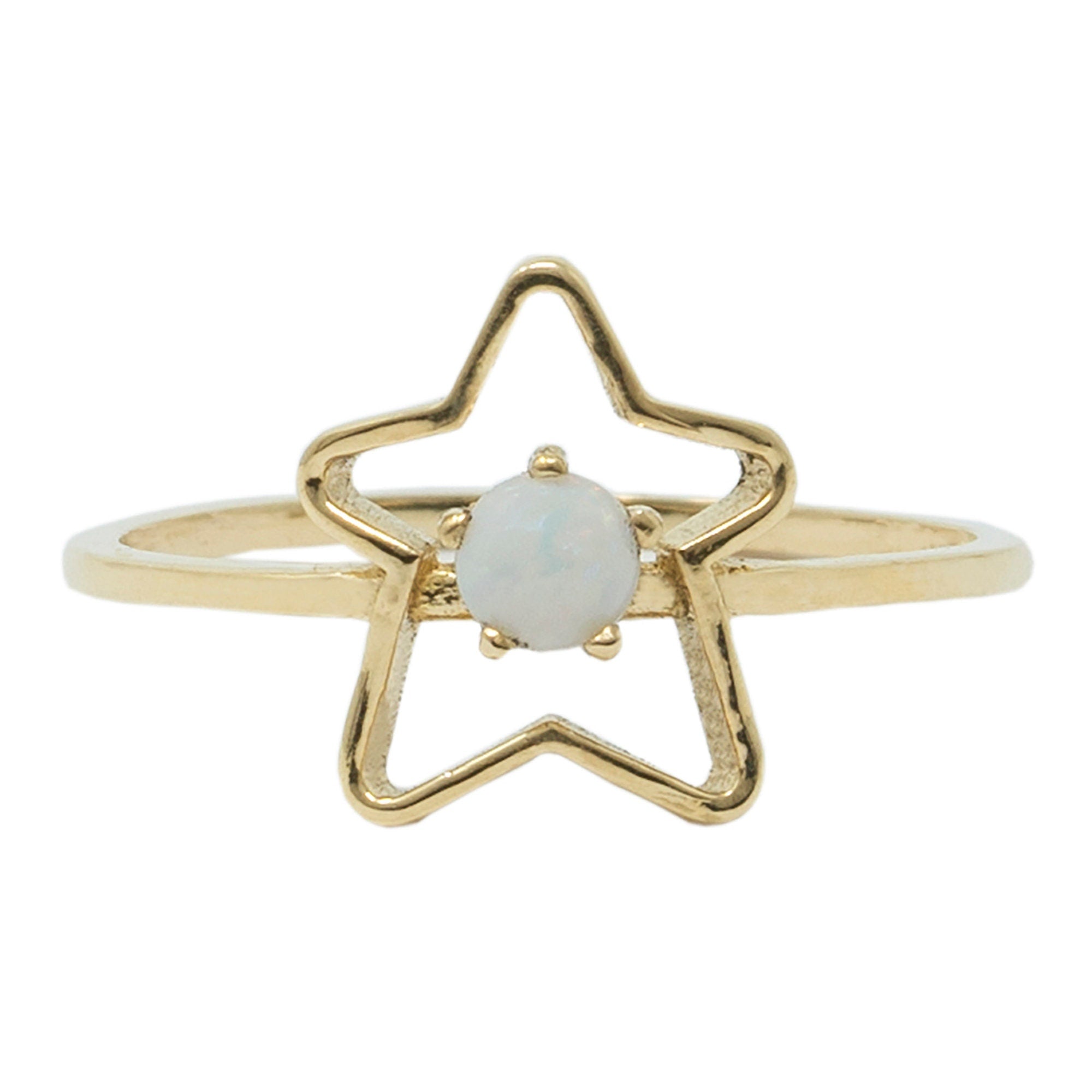 10K Yellow Gold Star Baby Ring, Genuine Gemstone 3mm Toddler Girl Jewellery Gift, Baby Ring, Kids Fine Jewellery