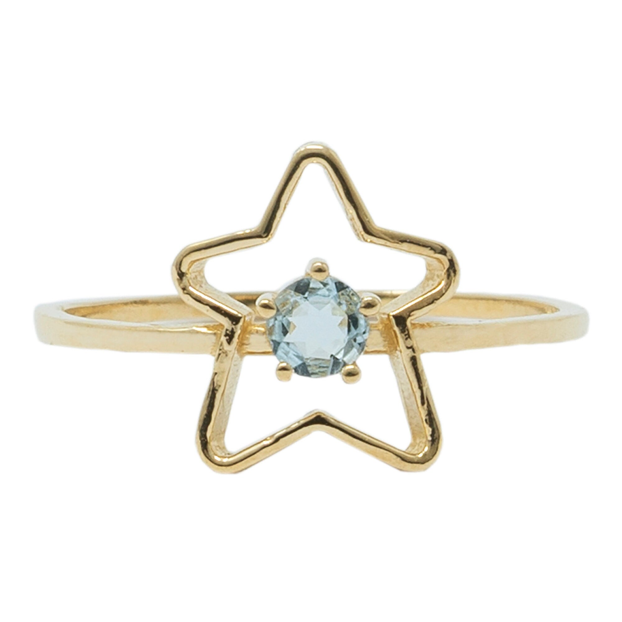 10K Yellow Gold Star Baby Ring, Genuine Gemstone 3mm Toddler Girl Jewellery Gift, Baby Ring, Kids Fine Jewellery