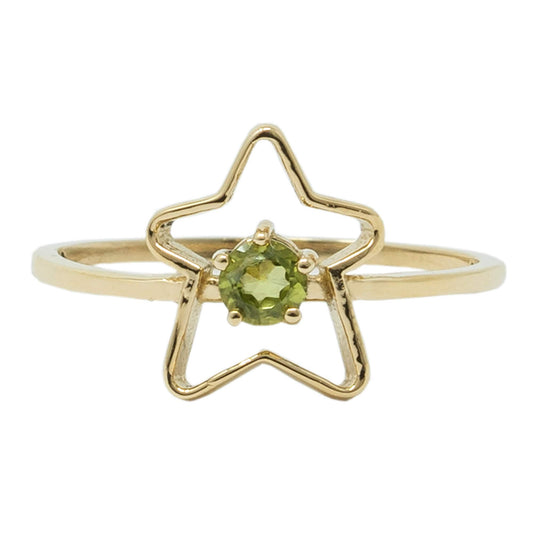 10K Yellow Gold Star Baby Ring, Genuine Gemstone 3mm Toddler Girl Jewellery Gift, Baby Ring, Kids Fine Jewellery