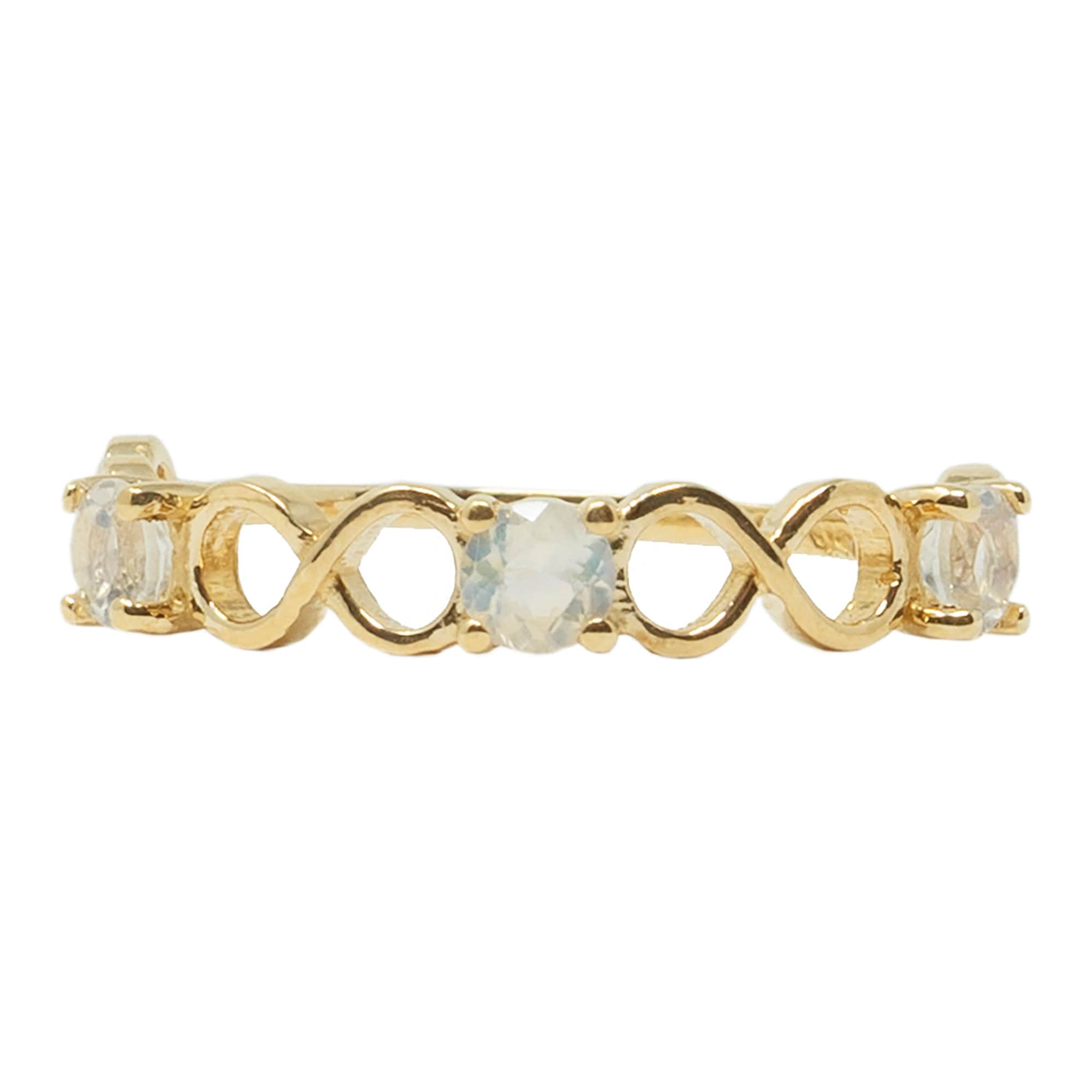 Gemstone Rings Engagement, 10K Eternity style Ring Set With Three Round 3mm Genuine Gemstones, Statement Ring For Her, Birthstone Ring