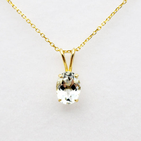 Gold Aquamarine Pendant Necklace, 10K Yellow Gold Aquamarine 8x6mm Pendant, March Birthstone, Birthstone Necklace, Necklace For Her