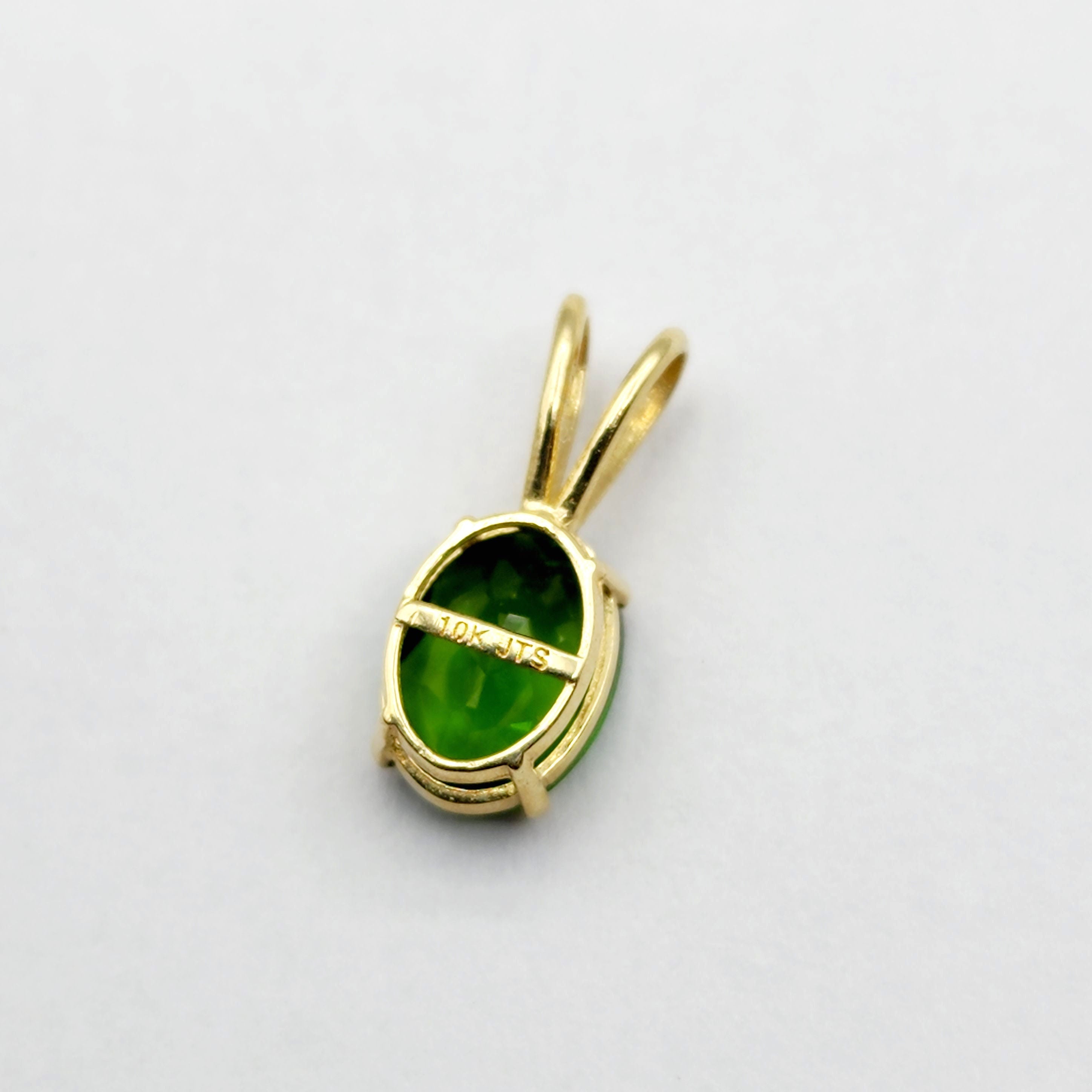 Gold Green Chrome Diopside Pendant Necklace, 10K Yellow Gold Chrome Diopside 8x6mm Pendant, Green Gemstone Necklace For Women, Gift For Her